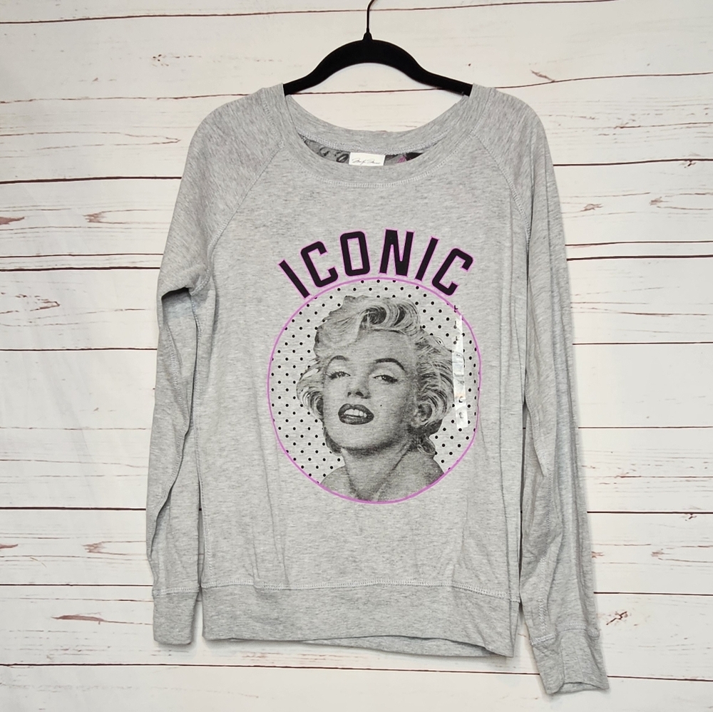 Marilyn Monroe Gray Iconic Graphic Reversible Sweatshirt